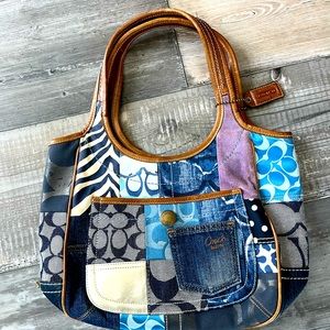 Coach shoulder bag/ hobo denim patchwork